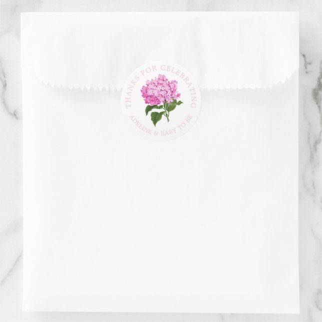Sticker Rond Joli rose Hydrangea Merci Favoriser (Sac)