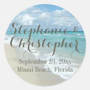 Sticker Rond Joli sable blanc Plage de mariage Favoriser
