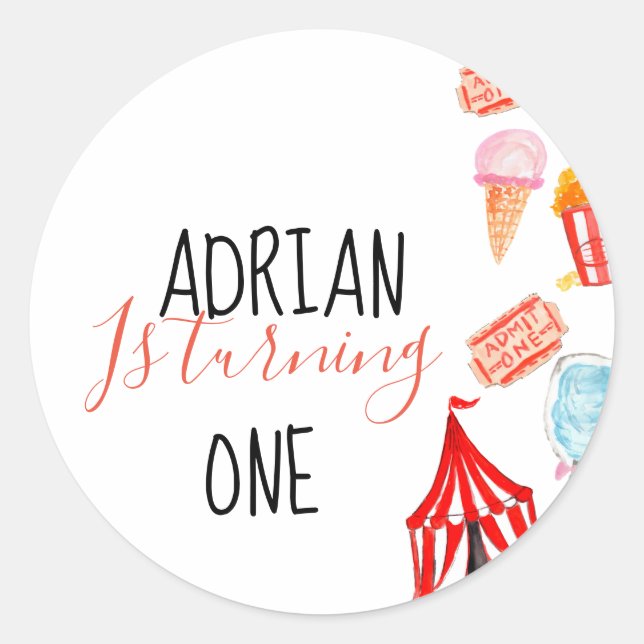 Sticker Rond Joli sceau de fête d'anniversaire carnaval (Devant)