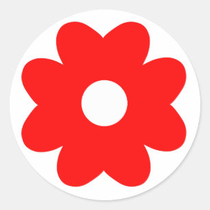 Sticker Rond Joli simple rouge blanc fleurs graphiques art