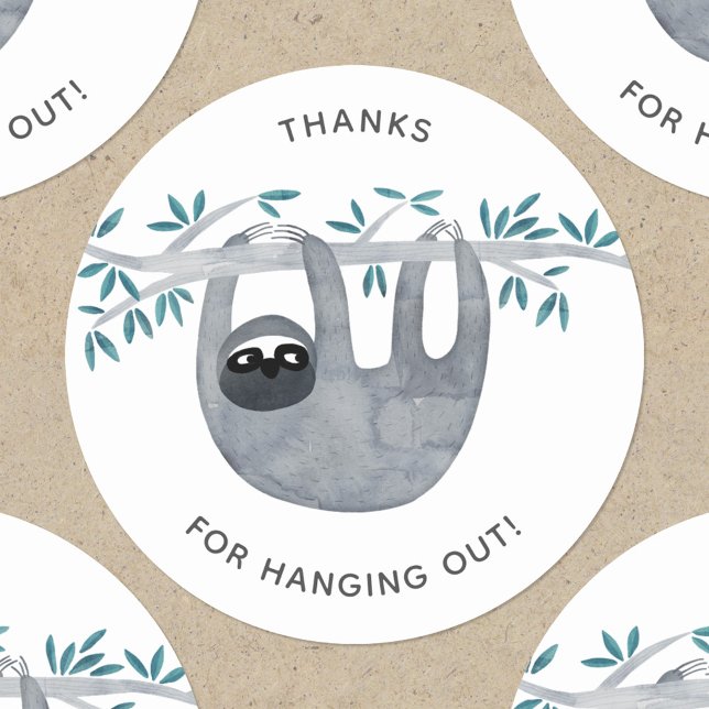 Sticker Rond Joli Sloth Merci (Fun sloth thank you sticker)