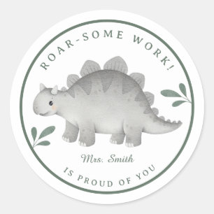 Sticker Rond Joli Stégosaure à l'aquarelle Travail Formidable E