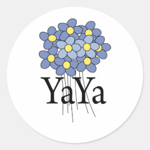 Sticker Rond Joli T-shirt Flower YaYa bleu