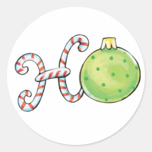 Sticker Rond Joli texte de Noël, Ho dans les décorations de can