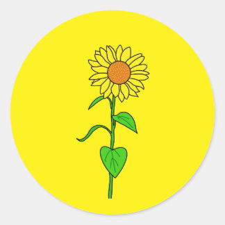 Sticker Rond Joli tournesol jaune pour l'emballage des petites