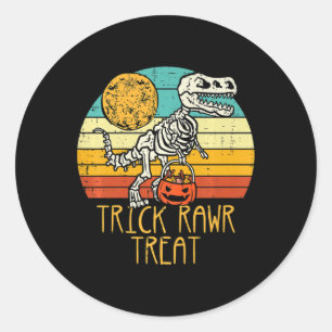 Sticker Rond Joli Trick Rawr Treat Skeleton Trex Toddler Garçon