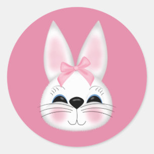 Sticker Rond Joli visage de lapin
