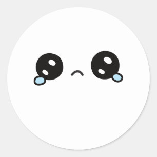 Sticker Rond Joli visage triste avec larmes qui montent