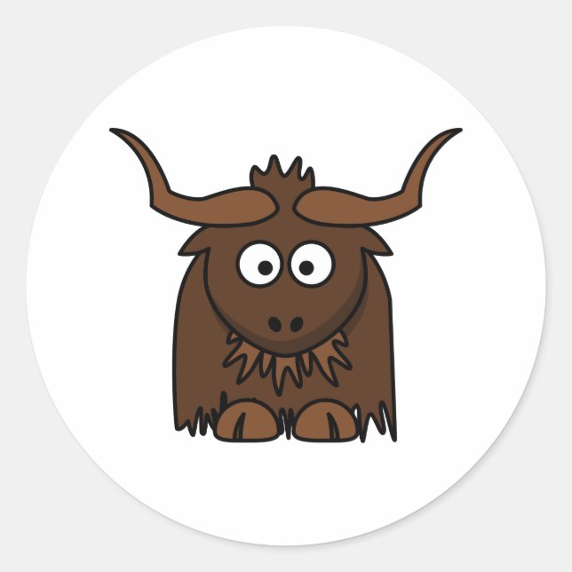 Sticker Rond Joli Yak Cartoon (Devant)