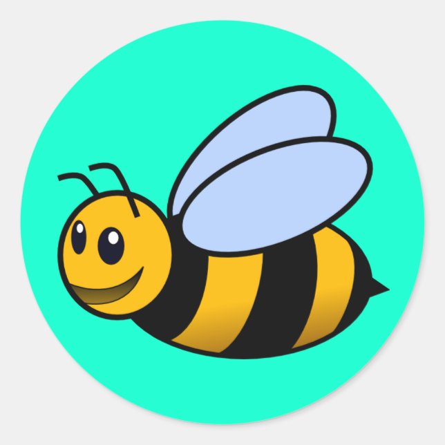 Sticker Rond Jolie abeille caricaturale (Devant)