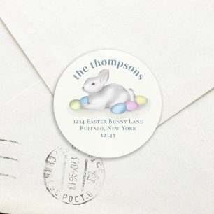 Sticker Rond Jolie adresse de retour de Pâques simple pastel