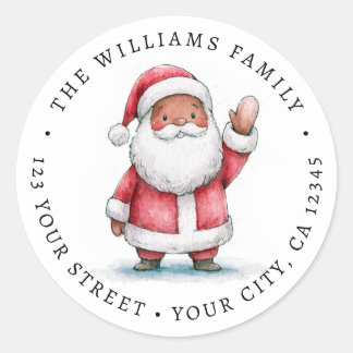 Sticker Rond Jolie adresse de retour du Père Noël Noël en agita