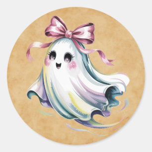 Sticker Rond Jolie Aquarelle Fille Fantôme Anniversaire Mash