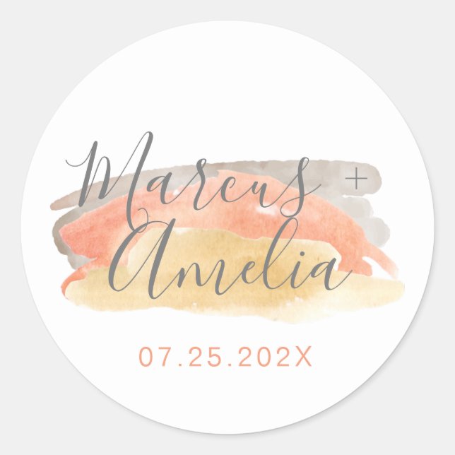 Sticker Rond Jolie aquarelle minimaliste Mariage (Devant)