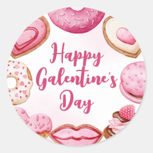 Sticker Rond Jolie aquarelle rose Galentine's Shape Cookies