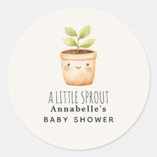 Sticker Rond Jolie aquarelle Un petit germe Baby shower