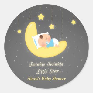 Sticker Rond Jolie Baby Shower Berceuse Petite Étoile