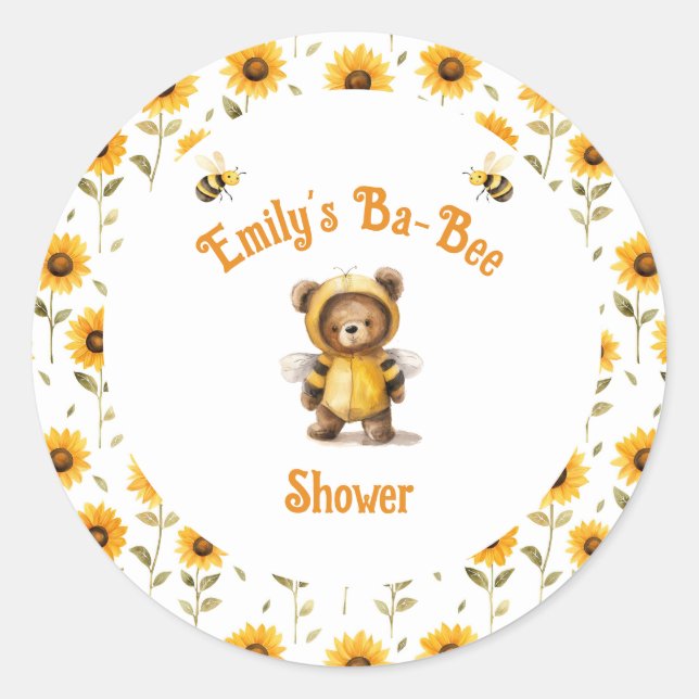 Sticker Rond Jolie Bee Bear Ba-Bee Douche au miel (Devant)
