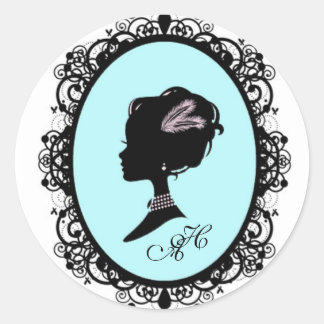 Sticker Rond jolie camée bleue