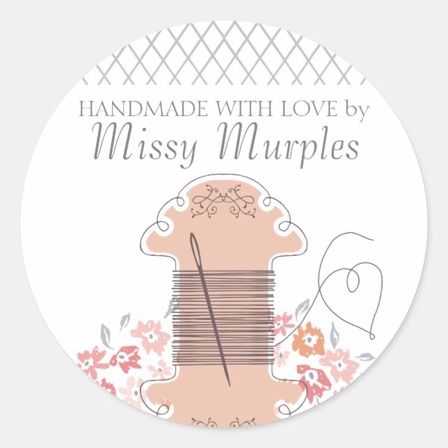 Sticker Rond Jolie couture broderie fil couture couture (Devant)