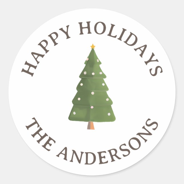 Sticker Rond Jolie décoration Whimsical Christma s Tree (Devant)