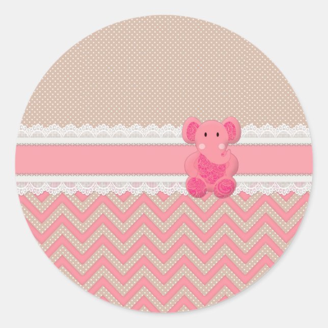 Sticker Rond Jolie dentelle blanche rose pastel (Devant)