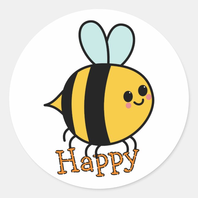 Sticker Rond Jolie Dessin D'Abeille (Devant)