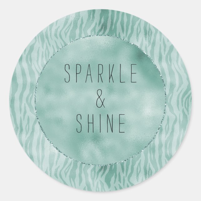 Sticker Rond Jolie empreinte zèbre menthe (Devant)