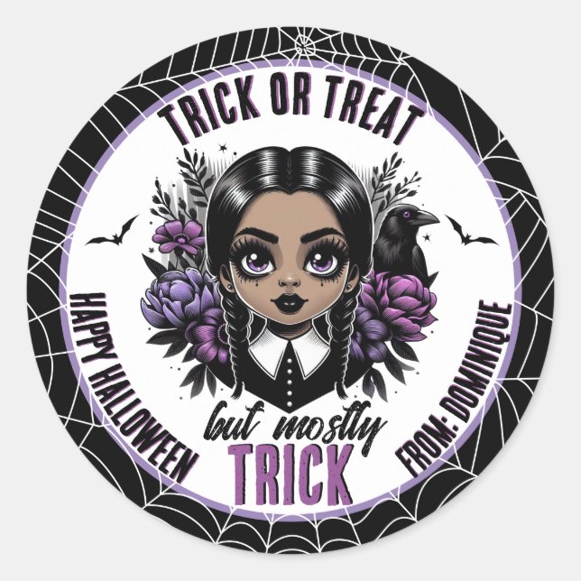 Sticker Rond Jolie ethnie gothique fille Halloween (Devant)
