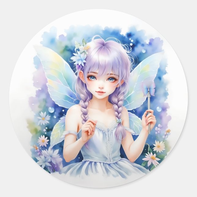 Sticker Rond Jolie Fairy Pastel (Devant)