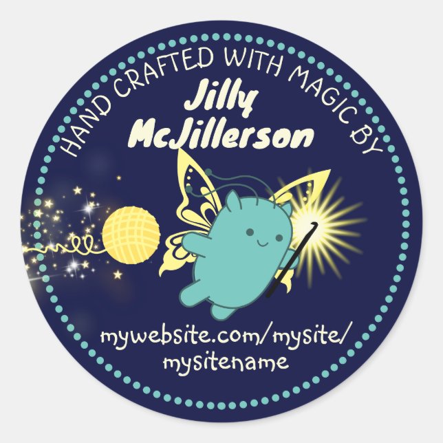 Sticker Rond Jolie fée volante crochet fil crochet emballage ar (Devant)