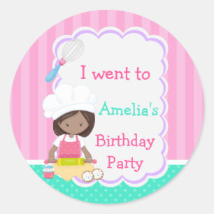Sticker Rond Jolie Fête d'Anniversaire Africaine Américaine