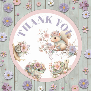 Sticker Rond Jolie Fête d'Anniversaire Bohème Animaux