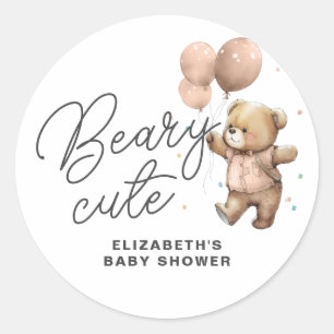 Sticker Rond Jolie fête de Baby Shower Ourson Sucré