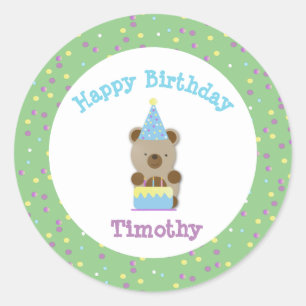 Sticker Rond Jolie fête Teddy Bear Anniversaire