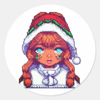 Sticker Rond Jolie fille de Noël