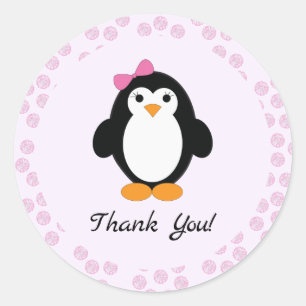 Sticker Rond Jolie fille Penguin