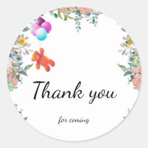 Sticker Rond Jolie fleur d'ours Fête d'anniversaire fleurie de 