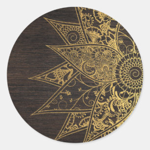Sticker Rond Jolie fleur tendance henné design dessiné à la
