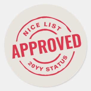 Sticker Rond Jolie liste approuvée drôle mignon Noël