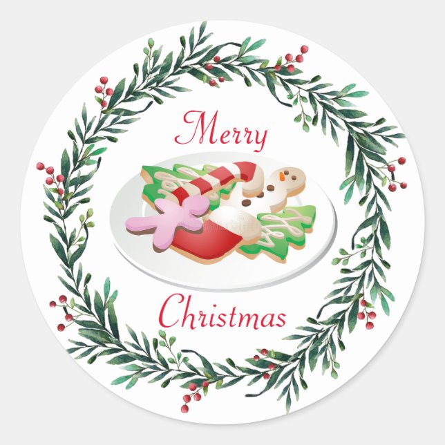 Sticker Rond Jolie Noël Conditionnement de biscuits (Devant)