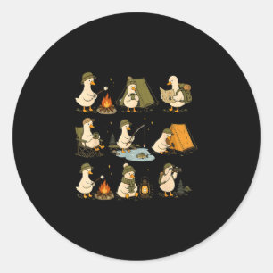Sticker Rond Jolie oie camping drôle amateurs de plein air camp