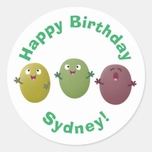 Sticker Rond Jolie olives joyeux chantant dessin animé classiqu
