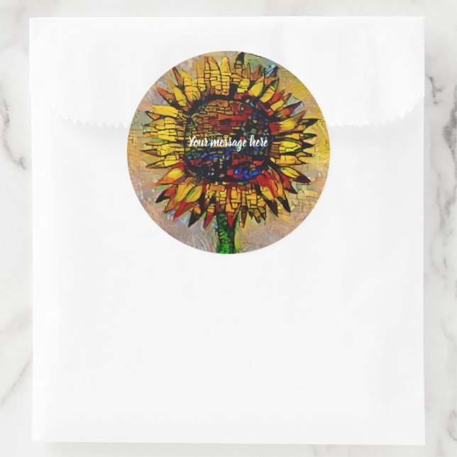 Sticker Rond Jolie peinture Abstraite de tournesol (Sac)