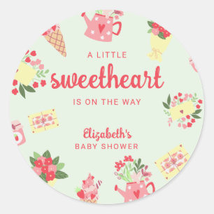 Sticker Rond Jolie petite amoureuse sur le chemin Baby shower