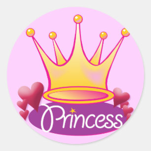 Sticker Rond Jolie princesse rose