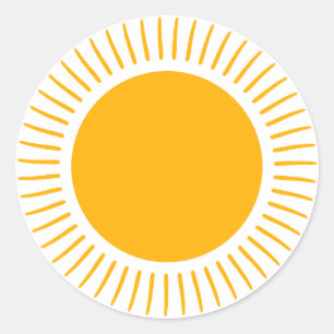 Sticker Rond Jolie rayons de soleil jaune boho moderne plaisir