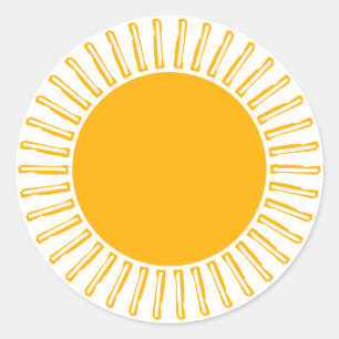 Sticker Rond Jolie rayons de soleil jaune vierge moderne plaisi
