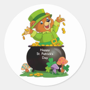 Sticker Rond Jolie Saint Patrick's day Bear