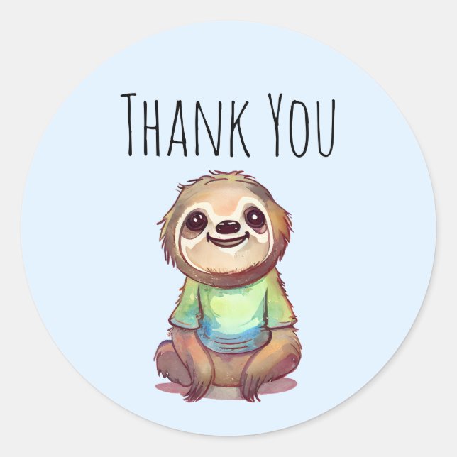 Sticker Rond Jolie Sloth portant un Merci de chemise (Devant)